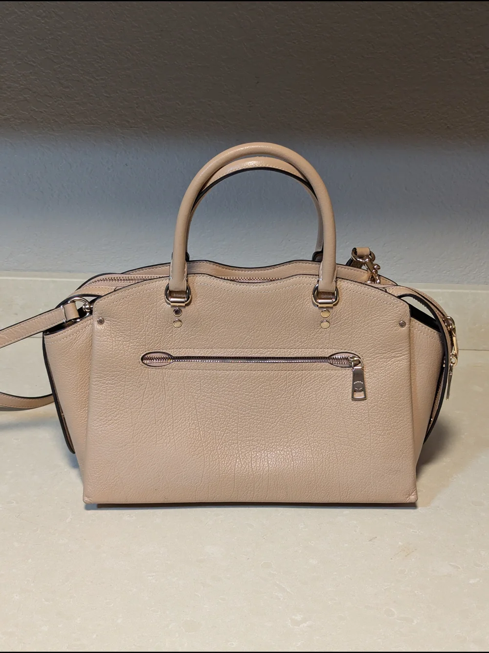 Coach Beachwood/Gold Pebble Leather Dome Satchel -